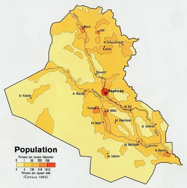ಮ್ಯಾಪ್ ಆಫ್ ಇರಾಕ್ ಜನಸಂಖ್ಯೆ