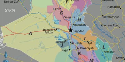 ಮ್ಯಾಪ್ ಆಫ್ ಇರಾಕ್ ಪ್ರದೇಶಗಳಲ್ಲಿ